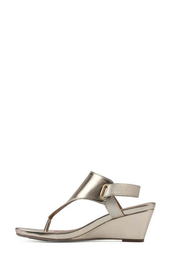 White Mountain Footwear All Dres Wedge Sandal In Gold/ Smooth