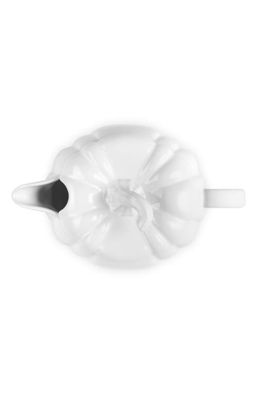 Le Creuset Stoneware Pumpkin 14-oz. Gravy Boat With Lid In White