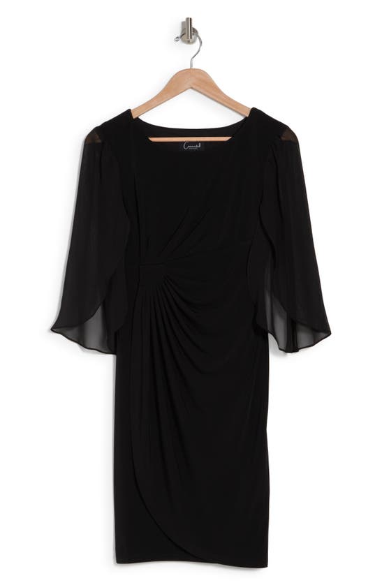CONNECTED APPAREL CHIFFON CAPE SLEEVE DRESS