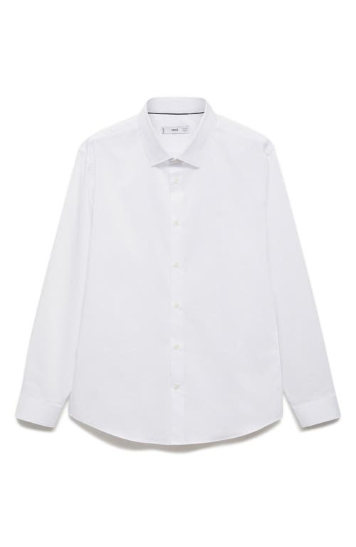 Shop Mango Stretch Button-up Shirt In White