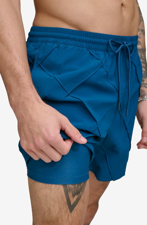 Dkny Diamond Pintuck Swim Trunks In Poseidon