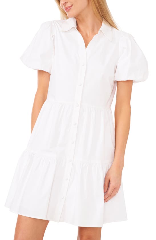 Shop Cece Tiered Shirtdress In Ultra White