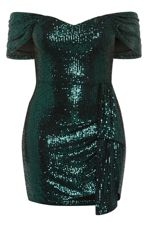 Shop City Chic Liana Sequin Minidress In Emerald