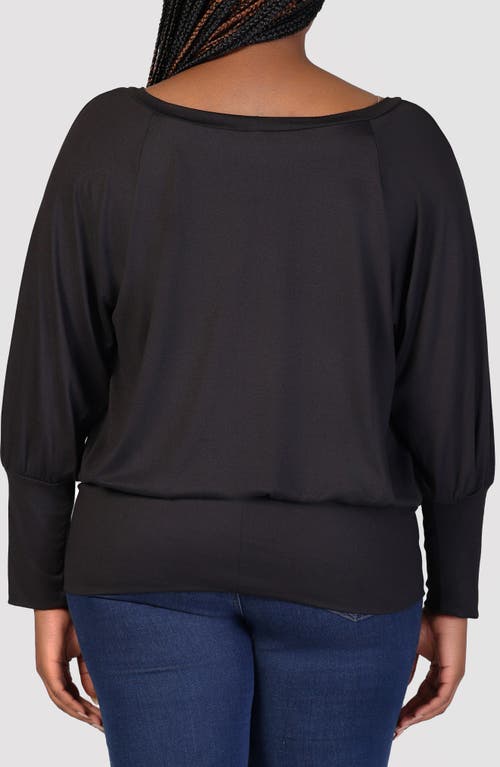 24seven Comfort Apparel Plus Size Round Neck Banded Bottom Top In Black