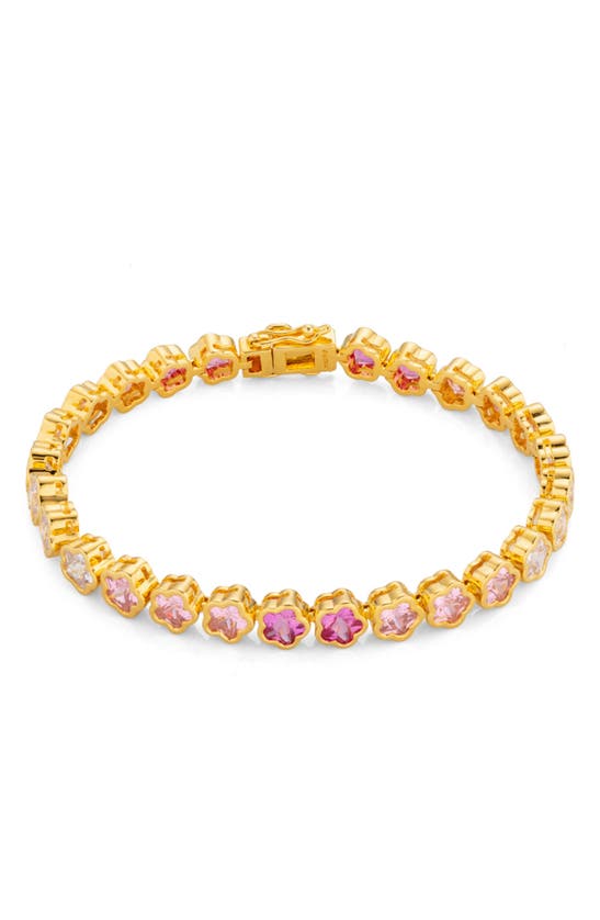 Shop July Child Buttercup Cubic Zirconia Tennis Bracelet In Gold Plated/ Cubic Zirconia