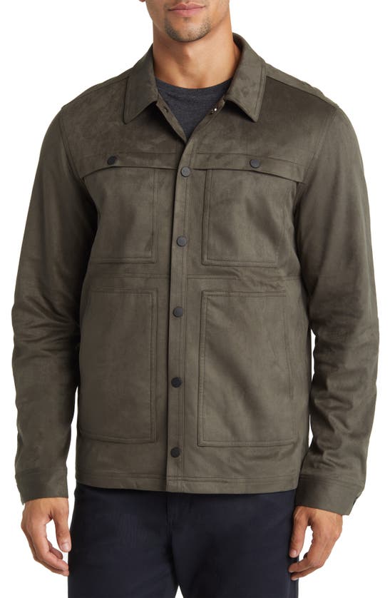 Robert Barakett Faux Suede Renoir Jacket In Soldier Green