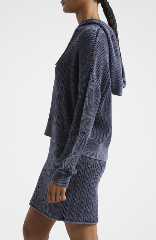 Shop Atm Anthony Thomas Melillo Stonewash Cotton Cable Hoodie In Midnight