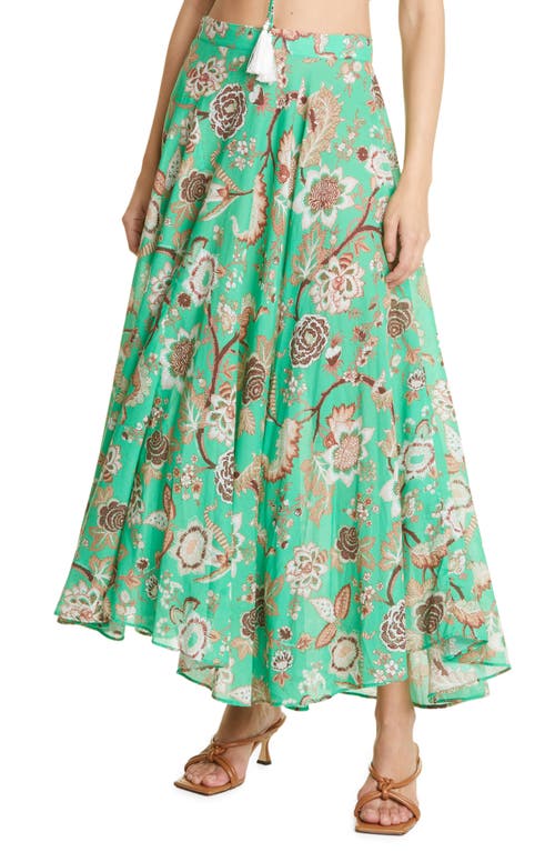 Cara Cara Aquinnah Floral Print Cotton Skirt in Jacobean Mint