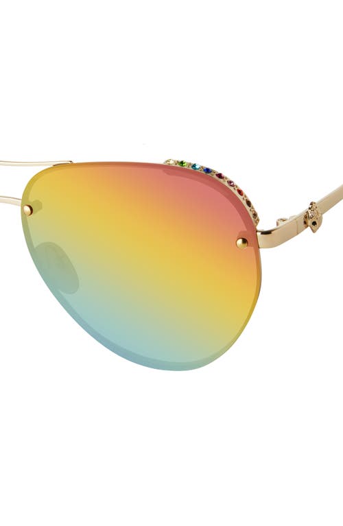Kurt Geiger 60mm Aviator Sunglasses In Gold Black/rainbow