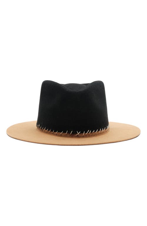 Modern Monarchie Colorblock Wool Fedora In Black/camel