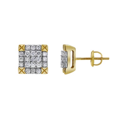 Shop Luvmyjewelry Diamond Trunk 14k Yellow Gold Diamond Stud Earrings