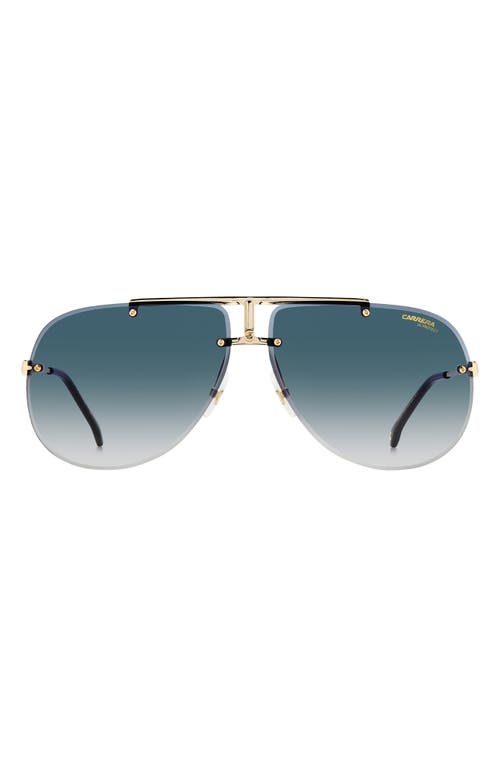 Carrera Eyewear 65mm Oversize Rimless Aviator Sunglasses in Gold Black /Blue Shaded at Nordstrom
