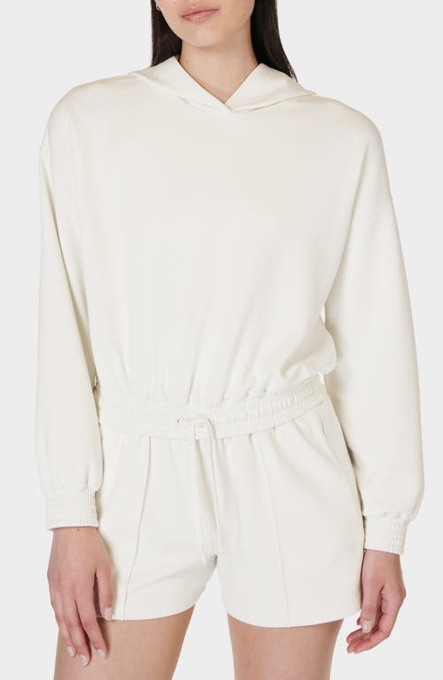 Shop Sweaty Betty Sand Wash Cloud Weight Crop Hoodie In Lily White