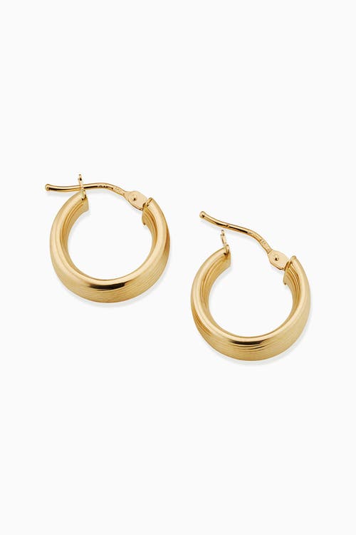 Oradina 14k Yellow Gold Linear Band Hoops In Yellow Gold