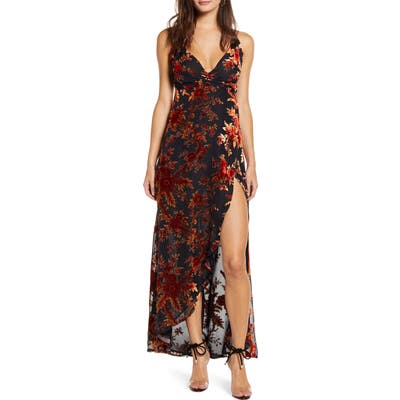 Tiger Mist Lilianna Burnout Wrap Maxi Dress, Black