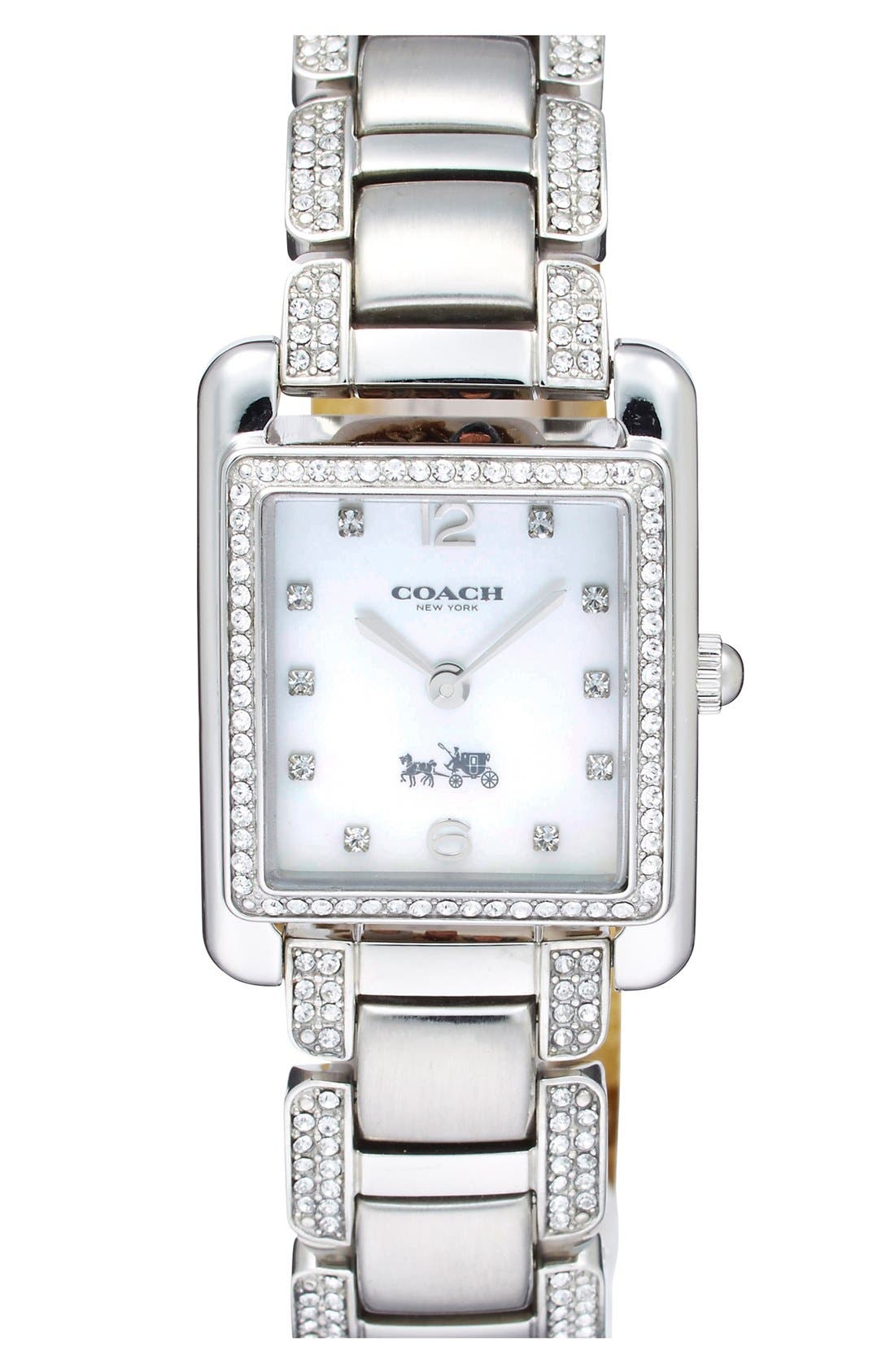 COACH 'Page' Crystal Accent Rectangular Bracelet Watch, 24mm Nordstrom