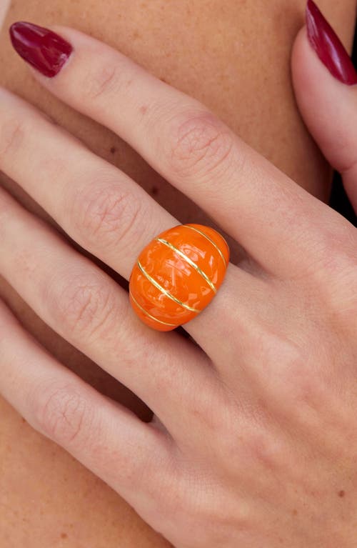 Shop Savvy Cie Jewels Dome Cocktail Ring In Yellow Gold/orange