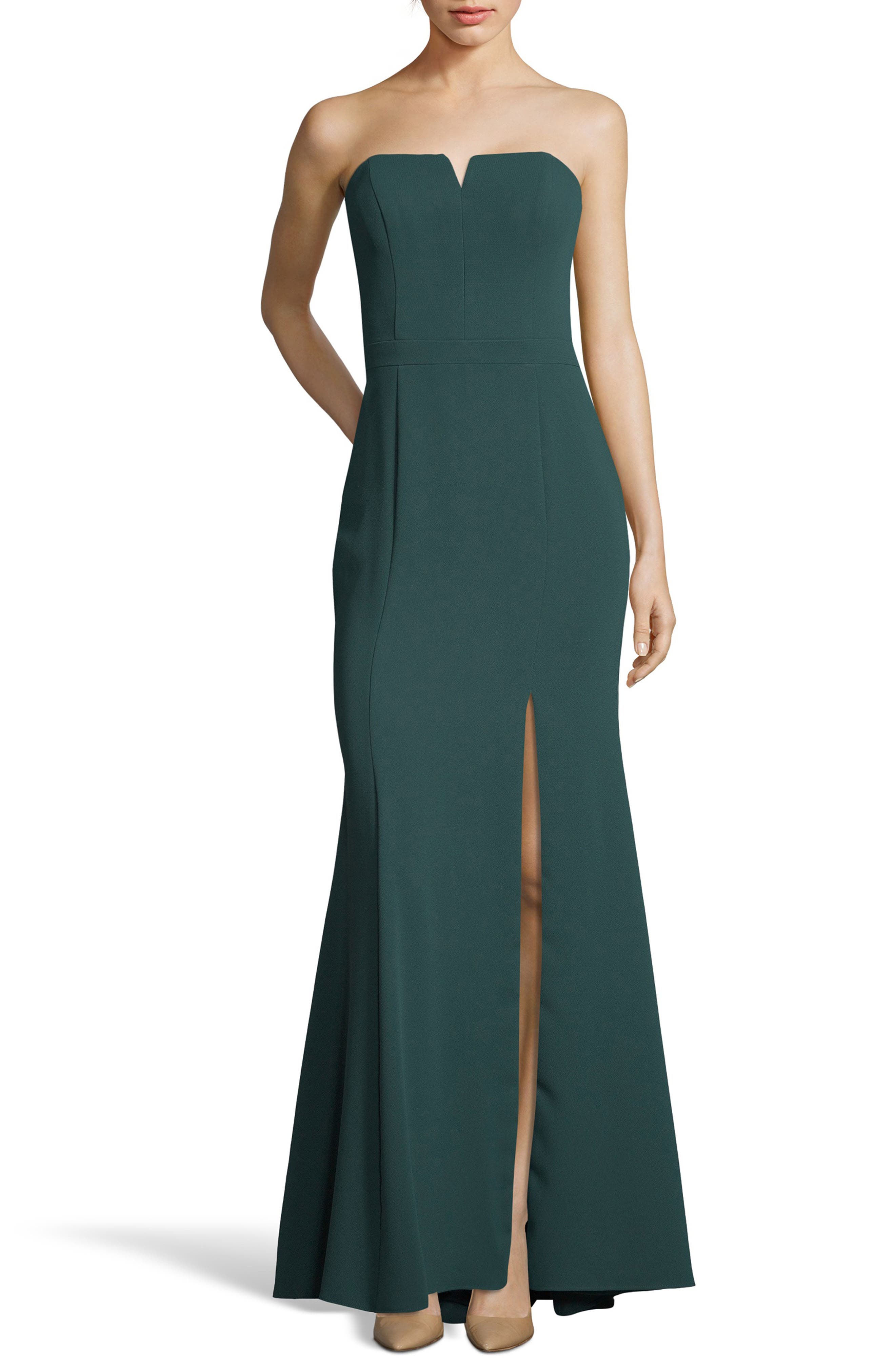 Xscape Strapless Crepe Trumpet Gown