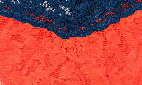Hanky Panky Colorplay Original Lace Thong In Tangelo/oxford Blue