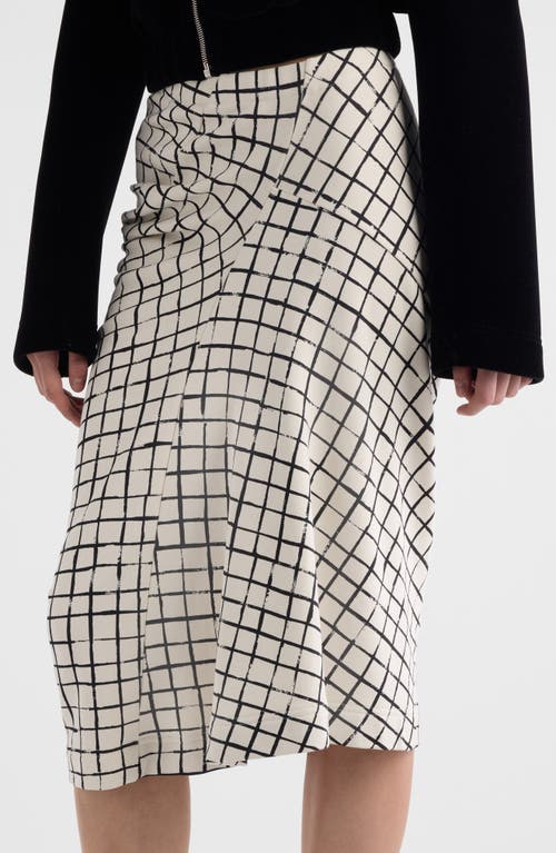 Shop Dries Van Noten Harens Grid Print Asymmetric Cotton Skirt In White