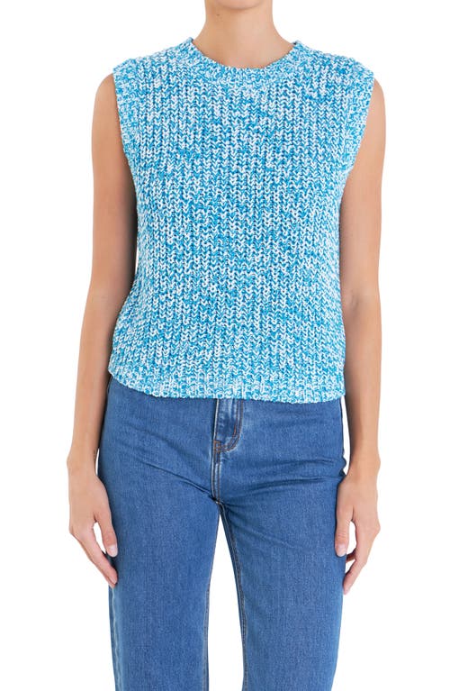 Shop English Factory Marled Sleeveless Sweater In Blue/white