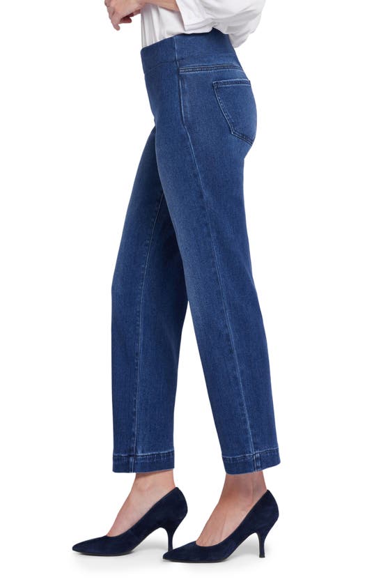 Shop Nydj Bailey Pull-on Ankle Relaxed Straight Leg Jeans In Mission Blue