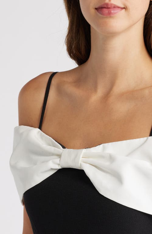 Julia Jordan Bow Colorblock Off The Shoulder Dress In Black Ivory