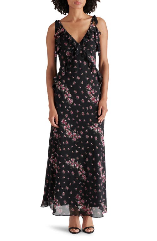 Shop Steve Madden Adalina Floral Ruffle Maxi Dress In Black Multi