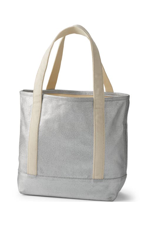 Shop Lands' End Open Top Canvas Tote Bag In Silver Metallic