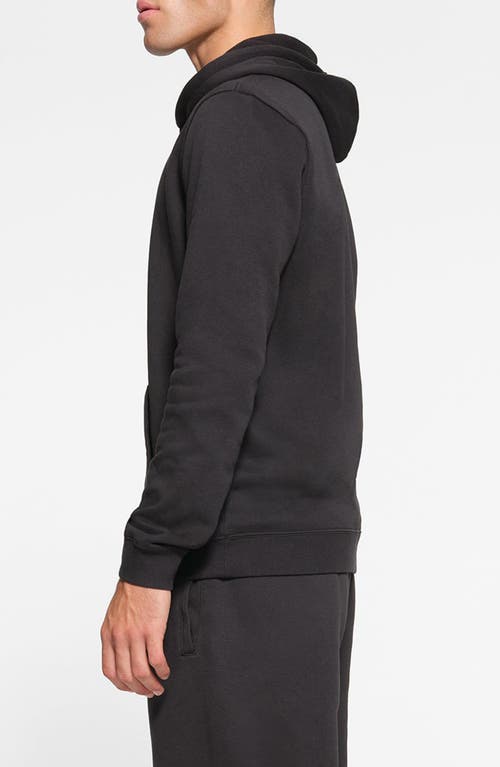 Skims Black Fleece Lounge Hoodie In Washed Onyx