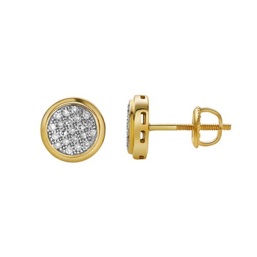 Luvmyjewelry Isolde 10k Yellow Gold Cluster Diamond Unisex Earrings In 10k Yellow Gold