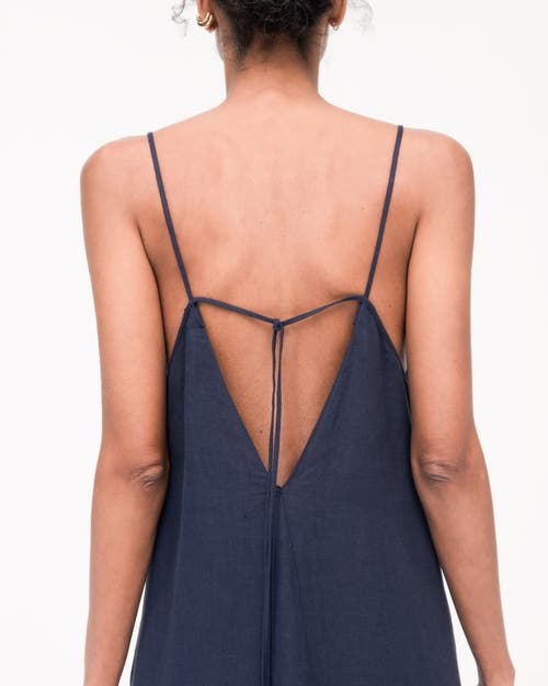 Another Tomorrow Linen Seamed Slip Dress Navy In Navy