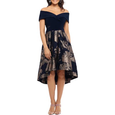 Xscape Off The Shoulder High/low Cocktail Dress, Blue