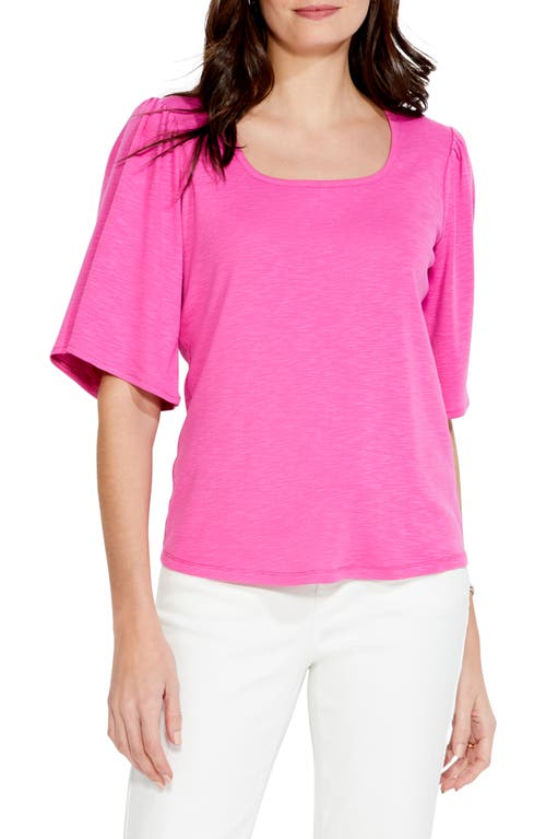 NZT by NIC+ZOE Square Neck Flutter Sleeve T-Shirt in Freesia