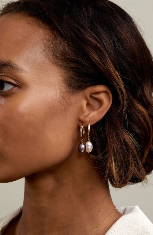 Shop Set & Stones Adelle Keshi Pearl Hoop Earrings In Gold/peacock