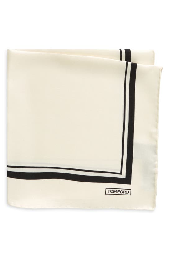 Shop Tom Ford Framed Silk Pocket Square In Off White