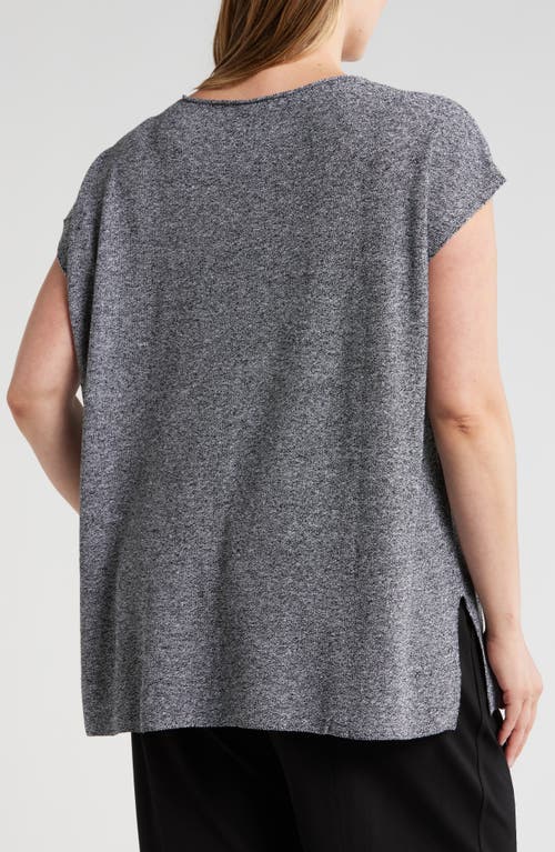 Shop Eileen Fisher Bateau Neck Sleeveless Organic Linen & Organic Cotton Tunic Sweater In Black/white