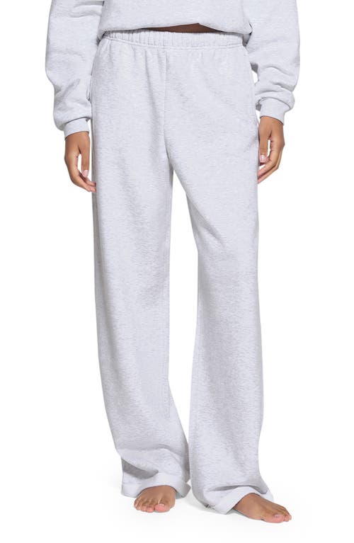 Cotton Blend Fleece Classic Straight Leg Pants in Light Heather Gray