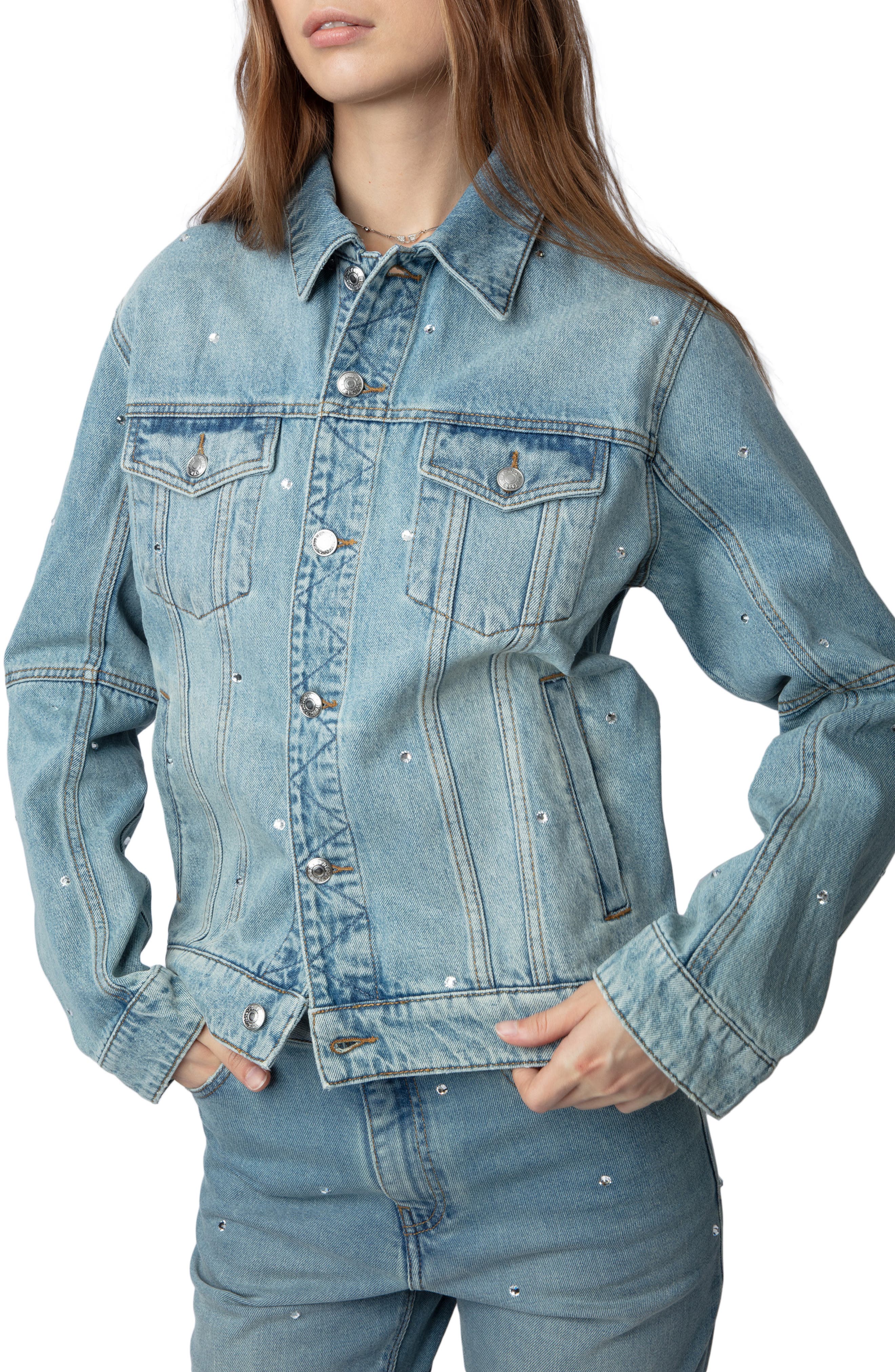 Kemmi pale blue shop jacquard lace cropped jacket