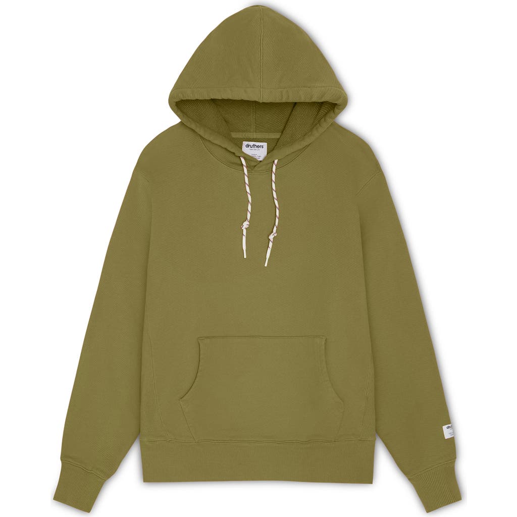 Druthers Nyc Organic Cotton 685 Gsm French Terry Hooded Sweatshirt In Calliste Green