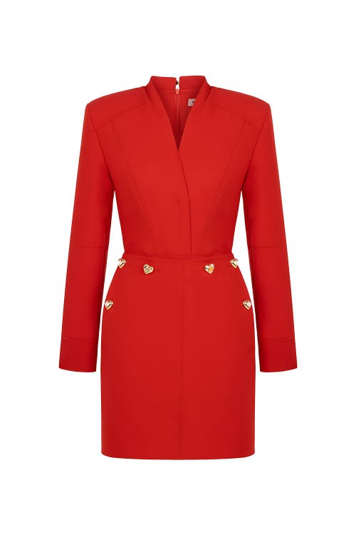 Shop Nocturne Shoulder Pad Mini Dress In Red
