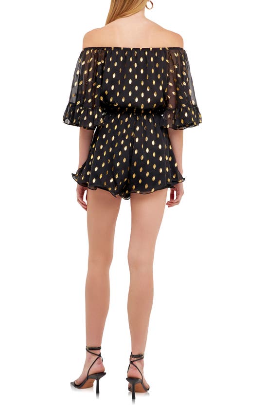 Endless Rose Off The Shoulder Chiffon Romper In Black
