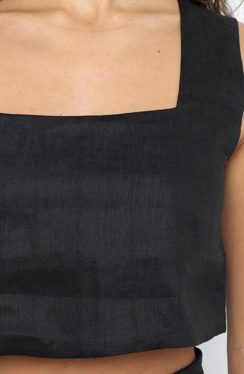 Petal And Pup Petal & Pup Devlin Linen Crop Tank In Black