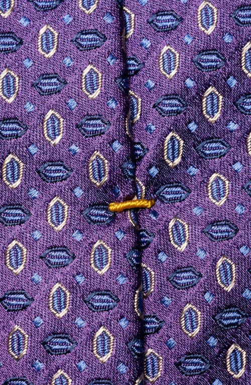 Shop Eton Neat Geometric Pattern Silk Tie In Medium Purple