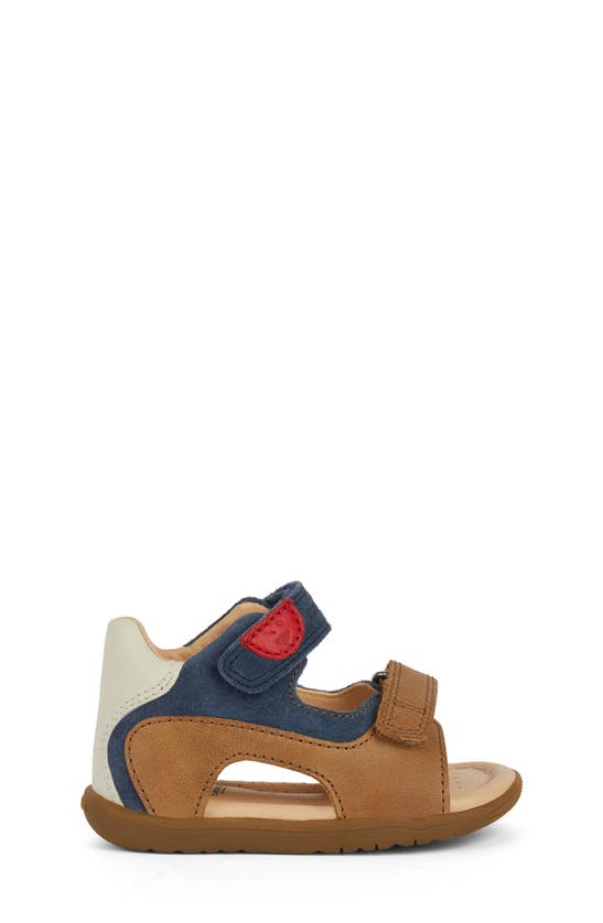 Shop Geox Kids' Macchia Sandal In Caramel/ Navy