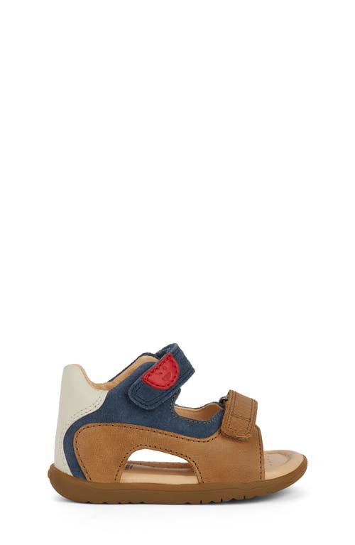 Shop Geox Kids' Macchia Sandal In Caramel/navy