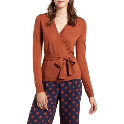 Plus Size Halogen Tie Waist Cardigan, Brown
