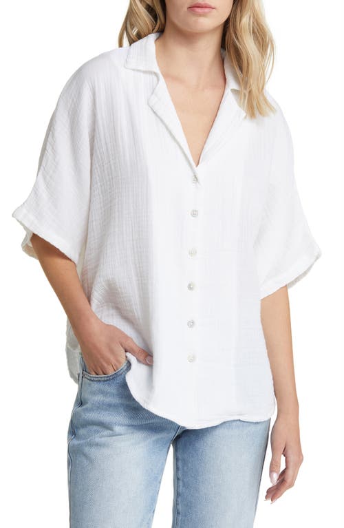 Premium Surf Cotton Gauze Button-Up Shirt in White
