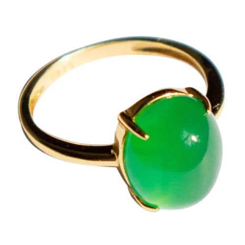 Shop Seree Dew Green Jade Stone Ring In Bright Green