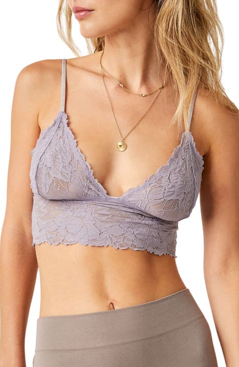 Free People Intimately FP Women's Everyday Lace Longline Bralette in Pink,  Size Medium